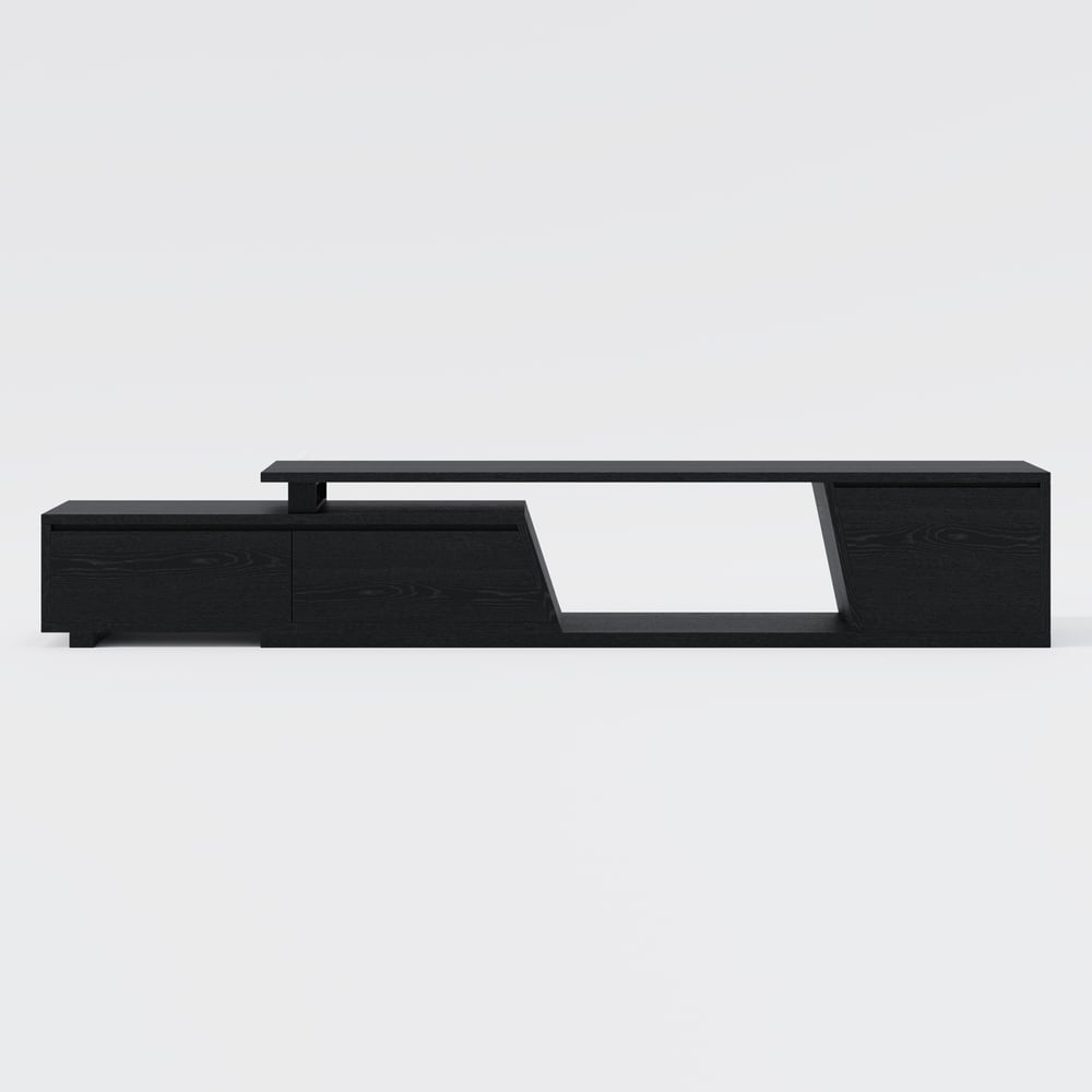 Fero Black Extendable TV Stand with 3 Drawers(71"-120") window image