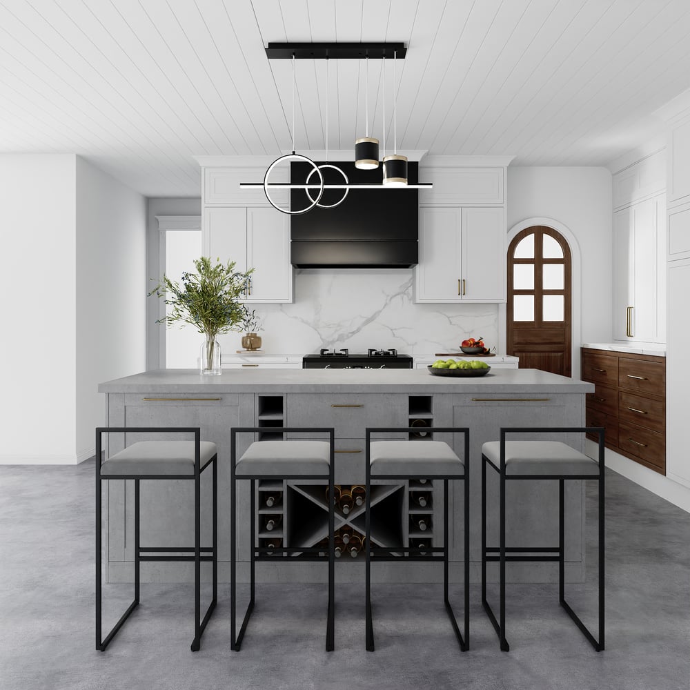 1830mm Modern Laminate Kitchen lsland Gray with Storage window image