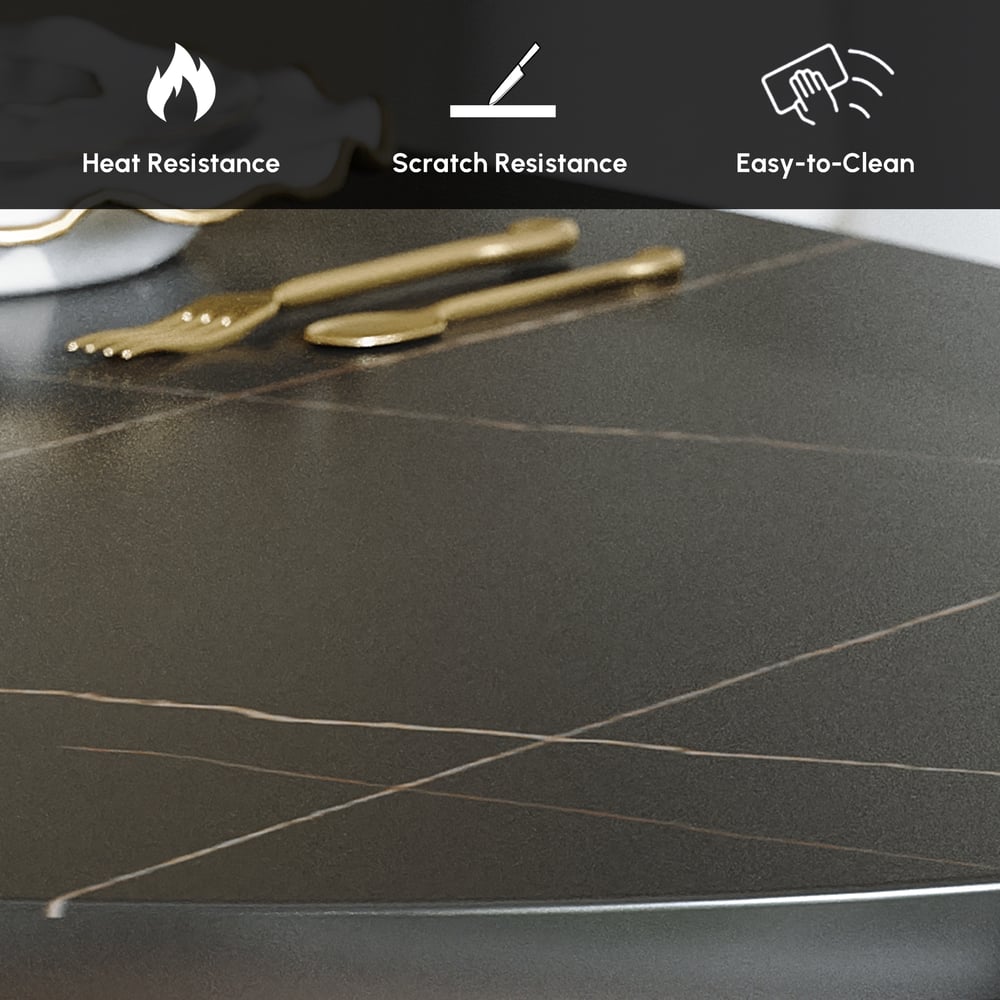 Dining Set 63" Oval Sintered Stone Dining Table with 4 Chairs window image