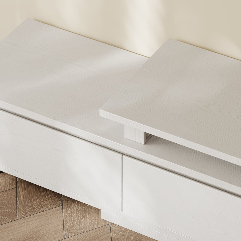 Fero White Extendable TV Stand with 3 Drawers(71"-120") window image