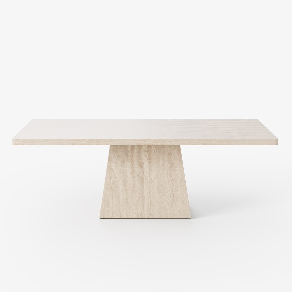 Dining Set 79" Faux Travertine Dining Table with 6 Chairs window image