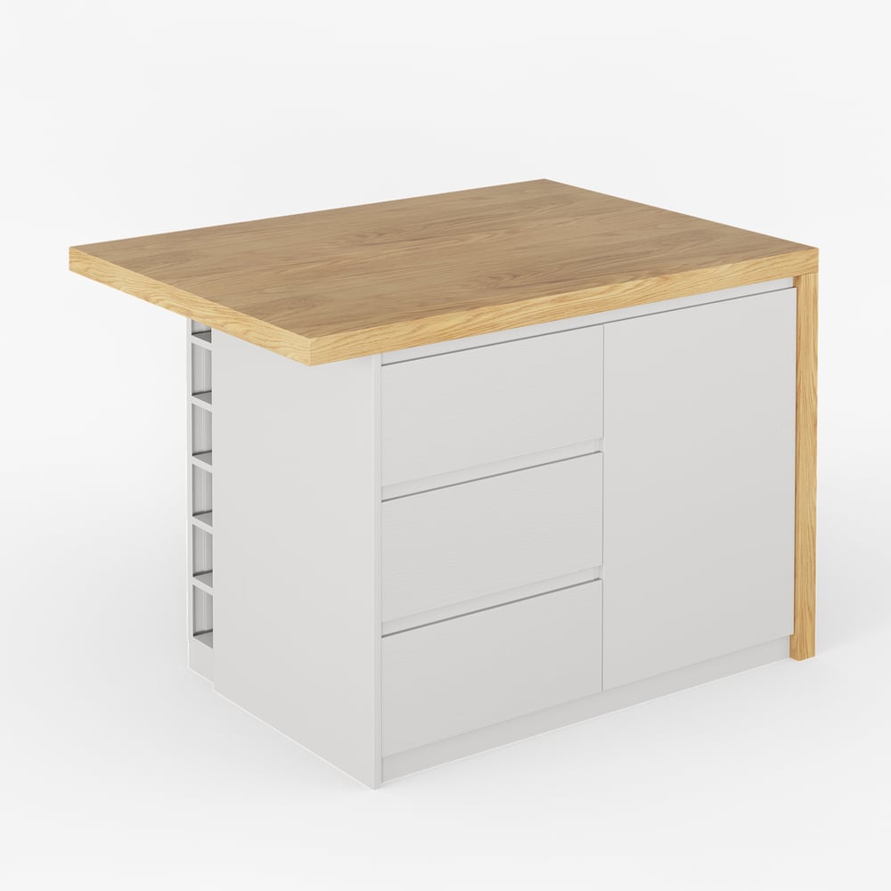 1270mm Modern Style Laminate Kitchen Islands with Ample Storage Space White & Natural window image