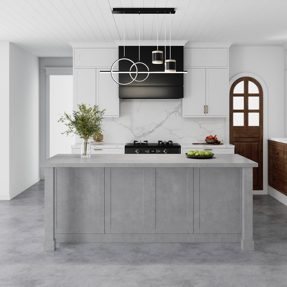 1830mm Modern Laminate Kitchen lsland Gray with Storage window image