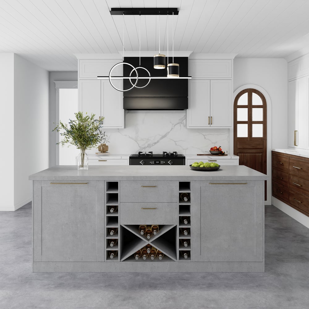 1830mm Modern Laminate Kitchen lsland Gray with Storage window image