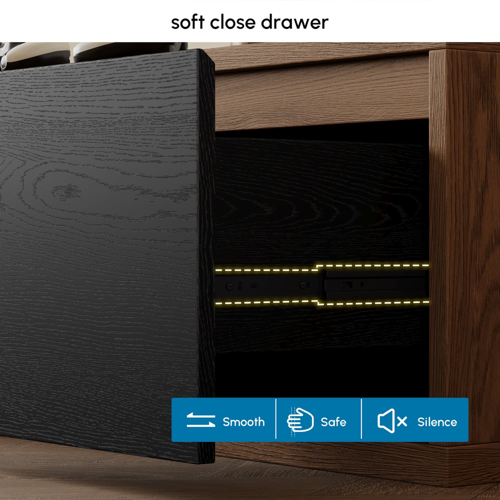 Fero Black & Walnut Extendable TV Stand with 3 Drawers(71"-120") window image