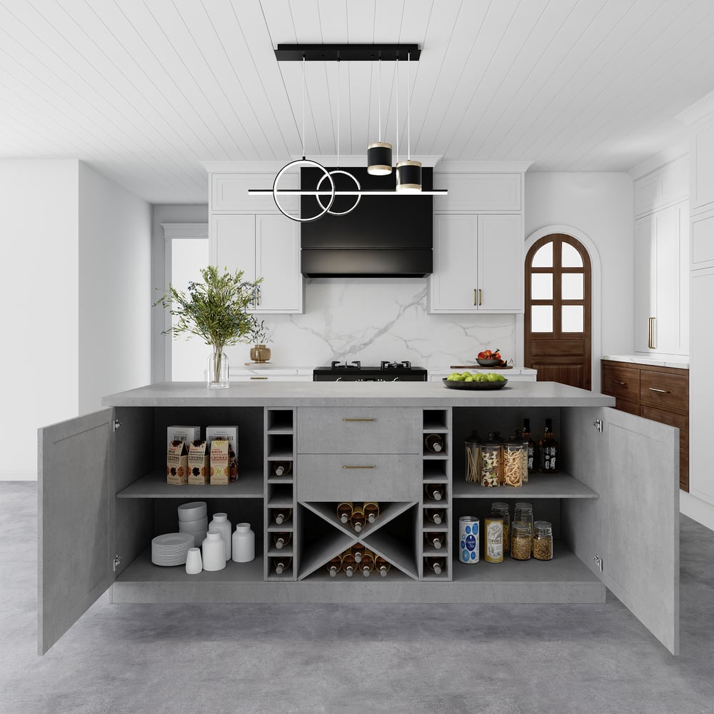 1830mm Modern Laminate Kitchen lsland Gray with Storage window image