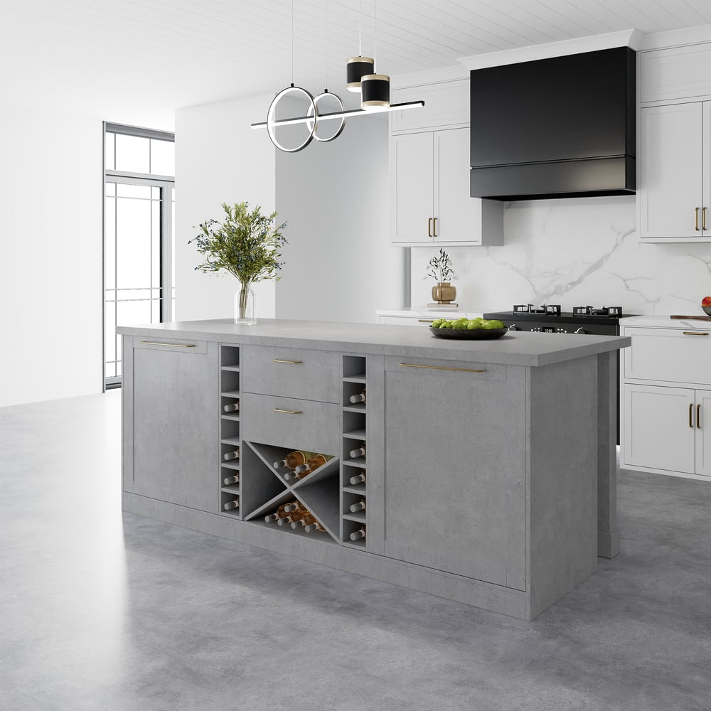 1830mm Modern Laminate Kitchen lsland Gray with Storage window image