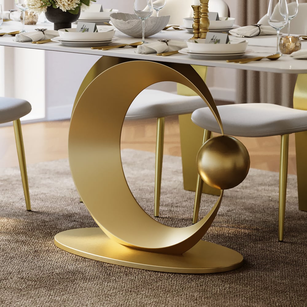 Dining Set 71.3" Sintered Stone Dining Table with 6 Chairs window image