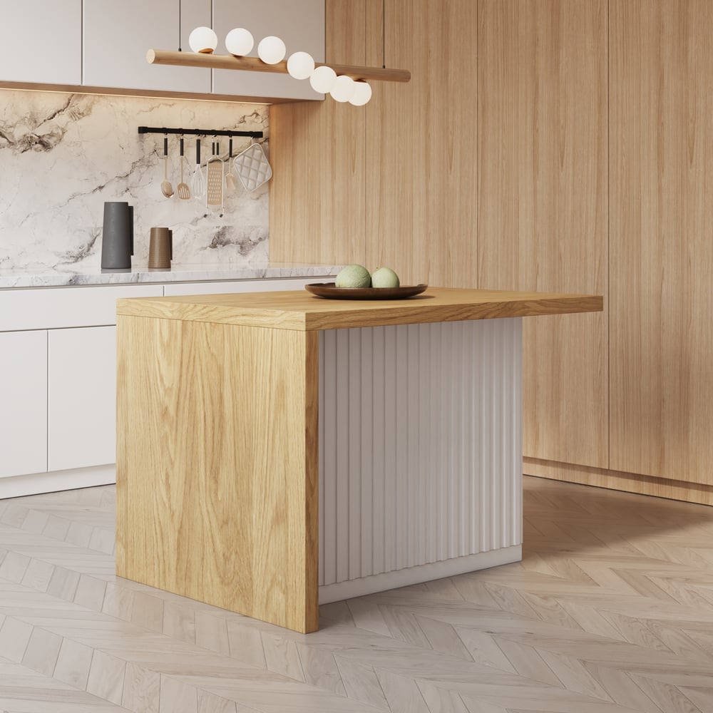 1270mm Modern Style Laminate Kitchen Islands with Ample Storage Space White & Natural window image