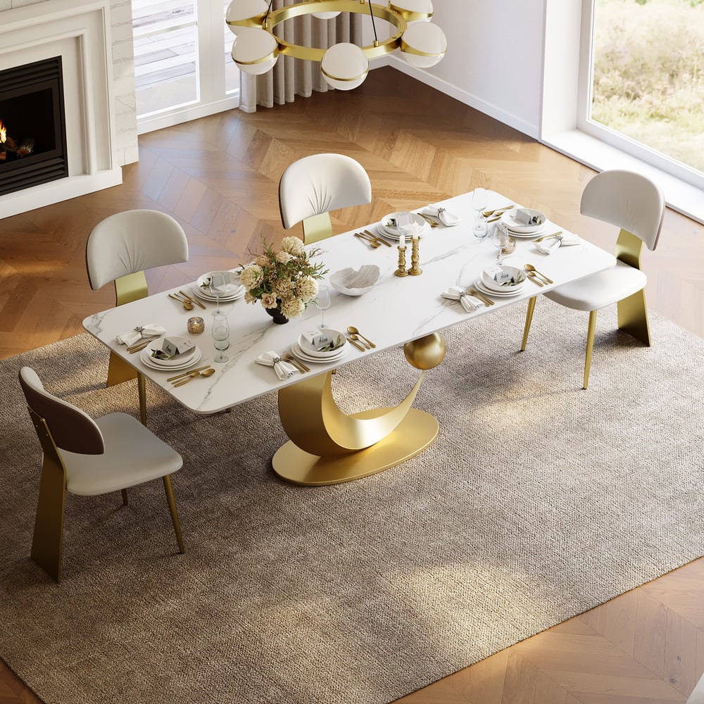 Dining Set 71.3" Sintered Stone Dining Table with 6 Chairs window image