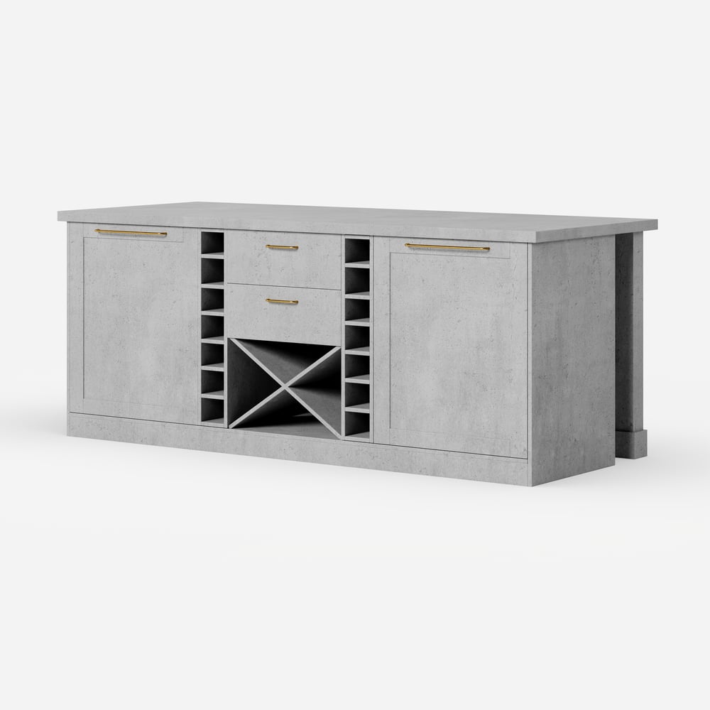 1830mm Modern Laminate Kitchen lsland Gray with Storage window image