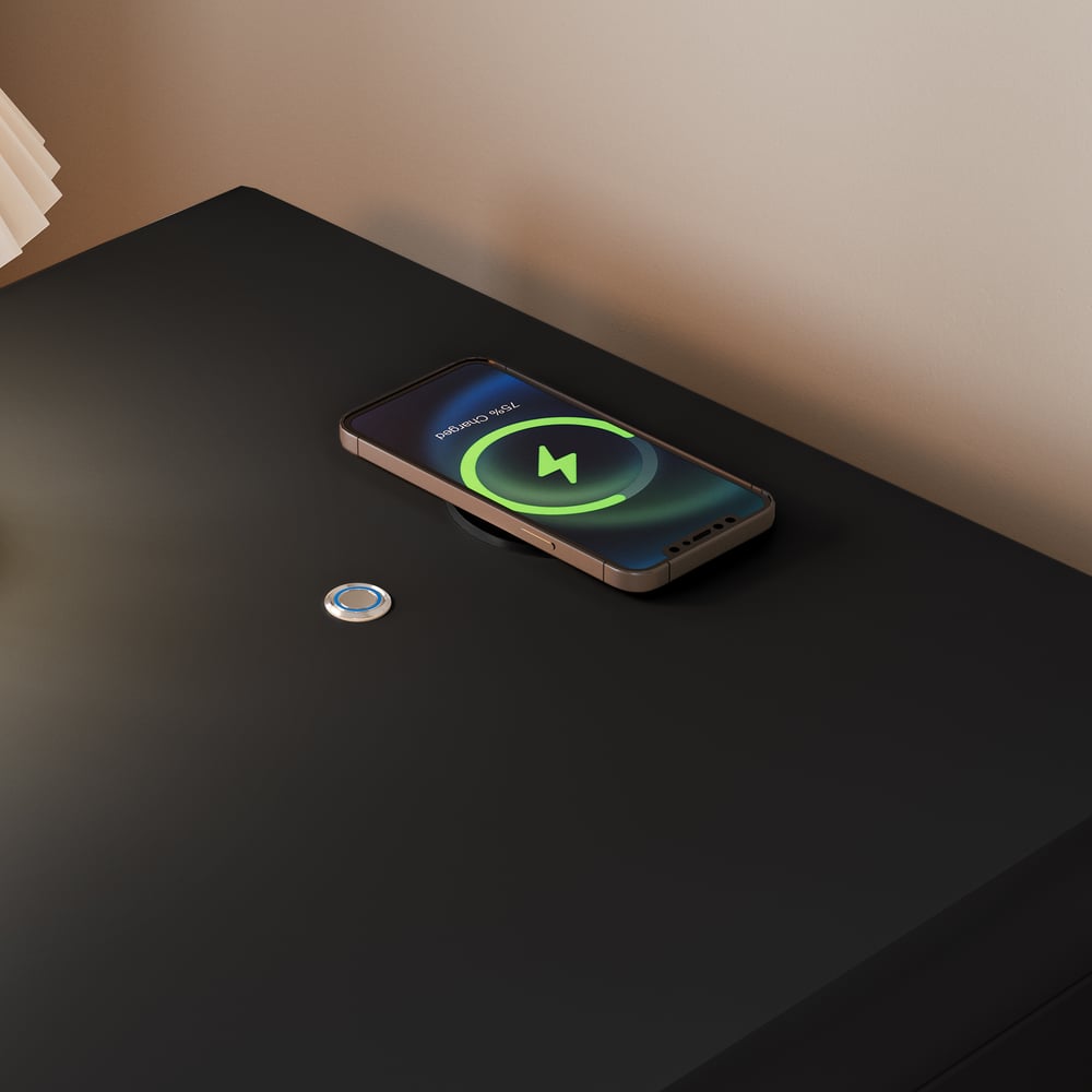 Modern 2-Drawer Smart Nightstand with LED Set of 2 window image