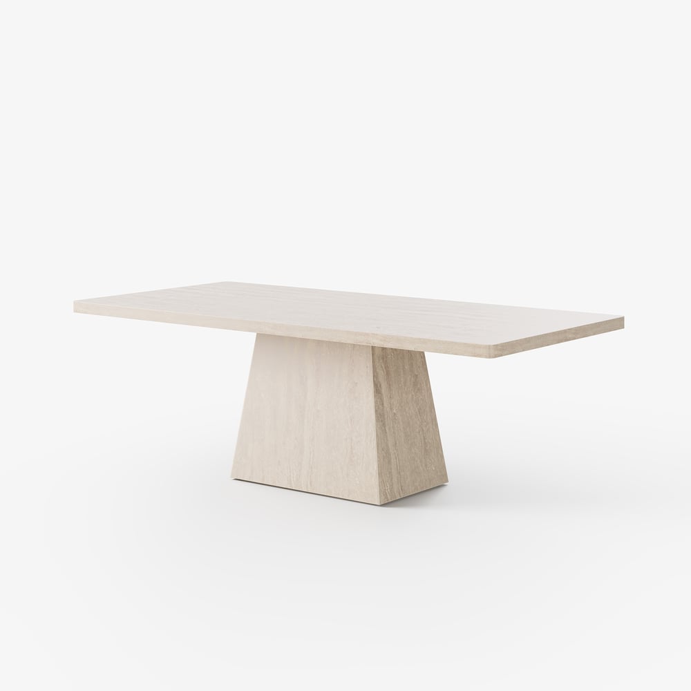 Dining Set 79" Faux Travertine Dining Table with 6 Chairs window image