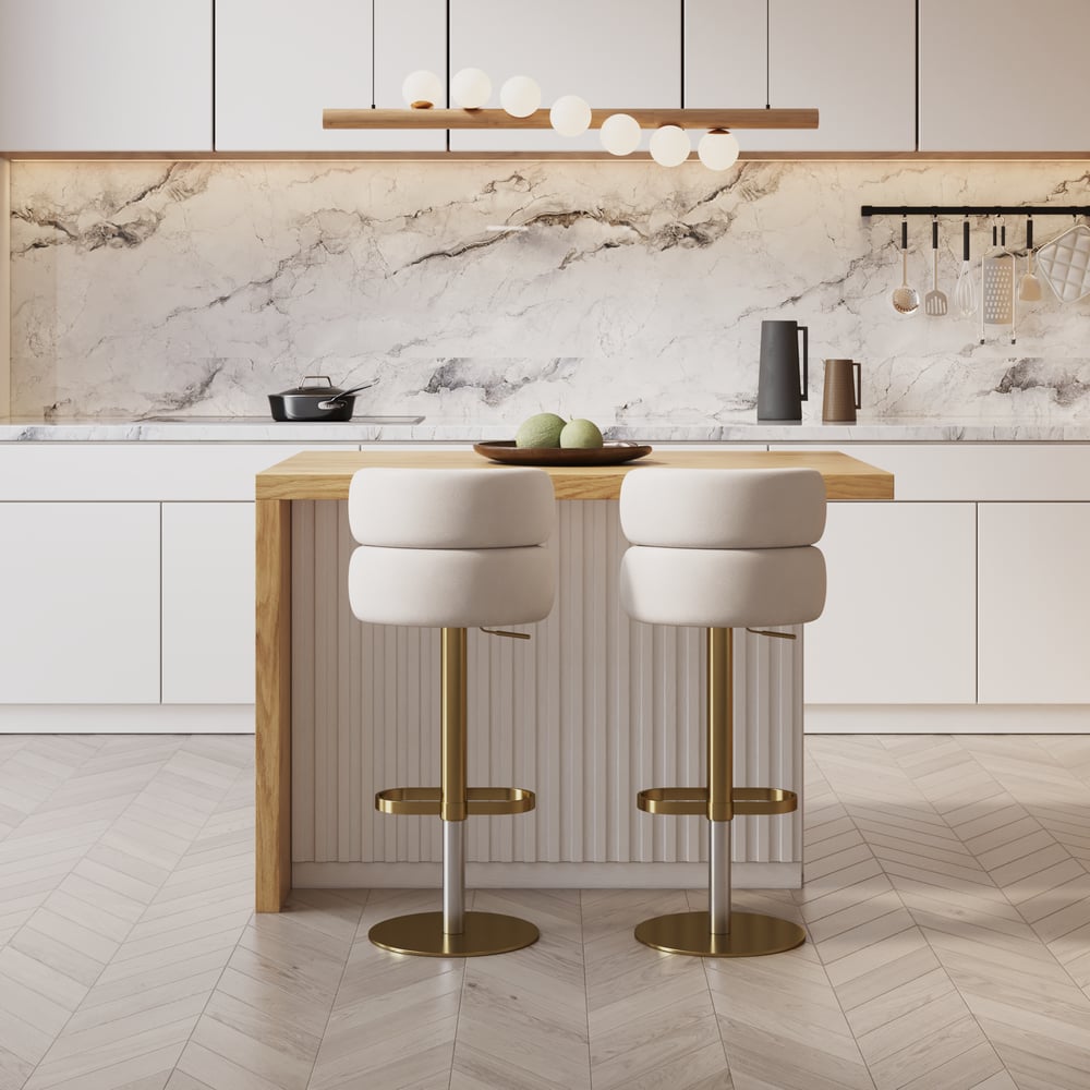 1270mm Modern Style Laminate Kitchen Islands with Ample Storage Space White & Natural window image