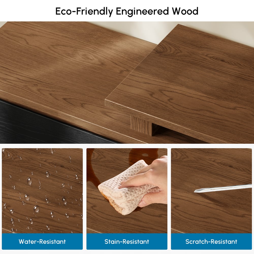 Fero Black & Walnut Extendable TV Stand with 3 Drawers(71"-120") window image