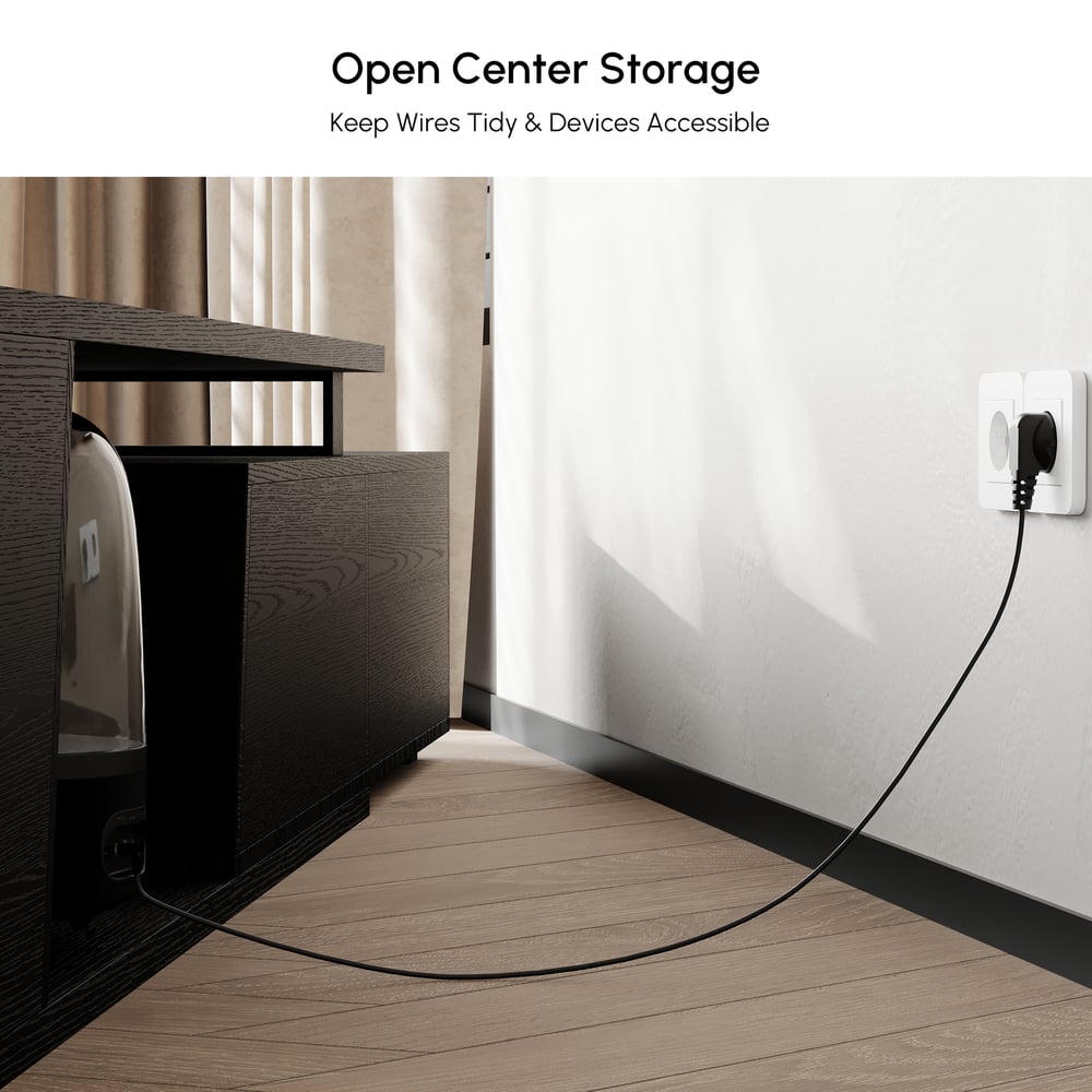 Fero Black Reversible Extendable TV Stand with 3 Drawers(71"-120") window image