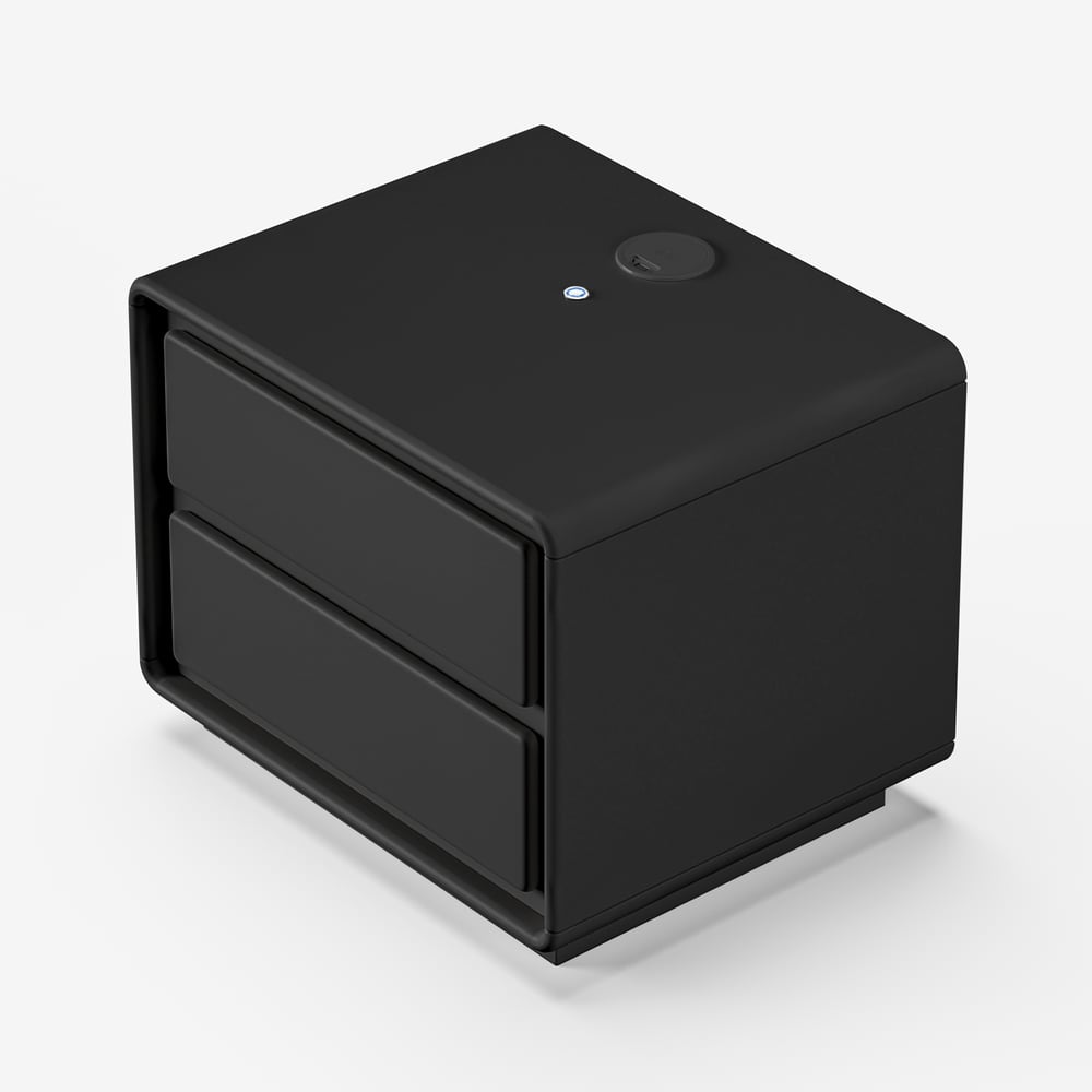 Modern 2-Drawer Smart Nightstand with LED Set of 2 window image