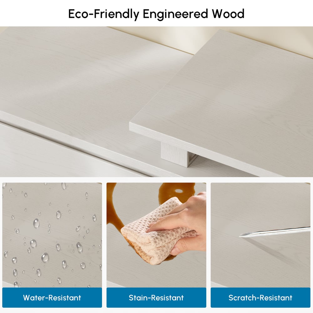 Fero White Extendable TV Stand with 3 Drawers(71"-120") window image