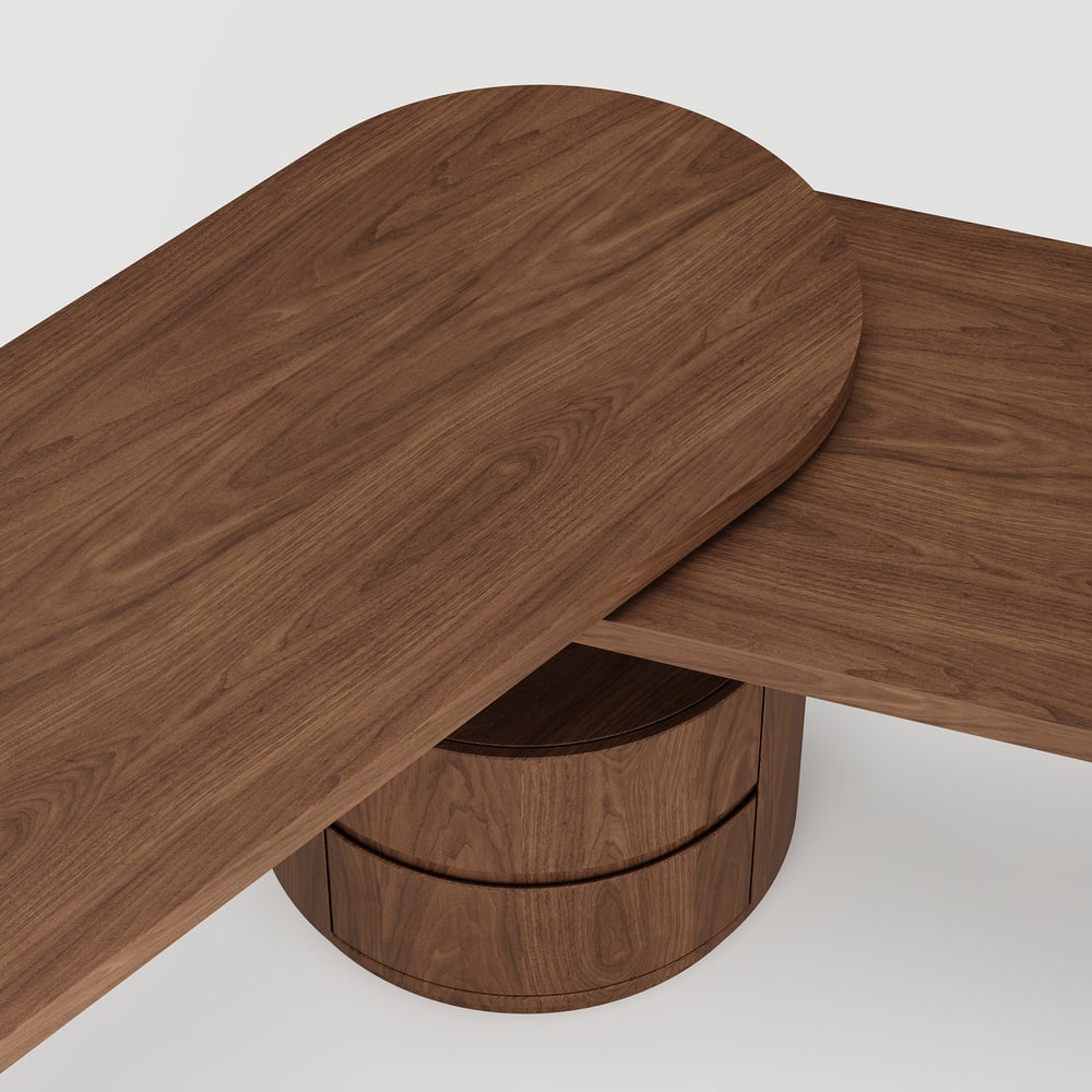 Scrivania modulare dal design moderno in legno con cassetti, scrivania girevole a L da 152 cm Immagine della finestra