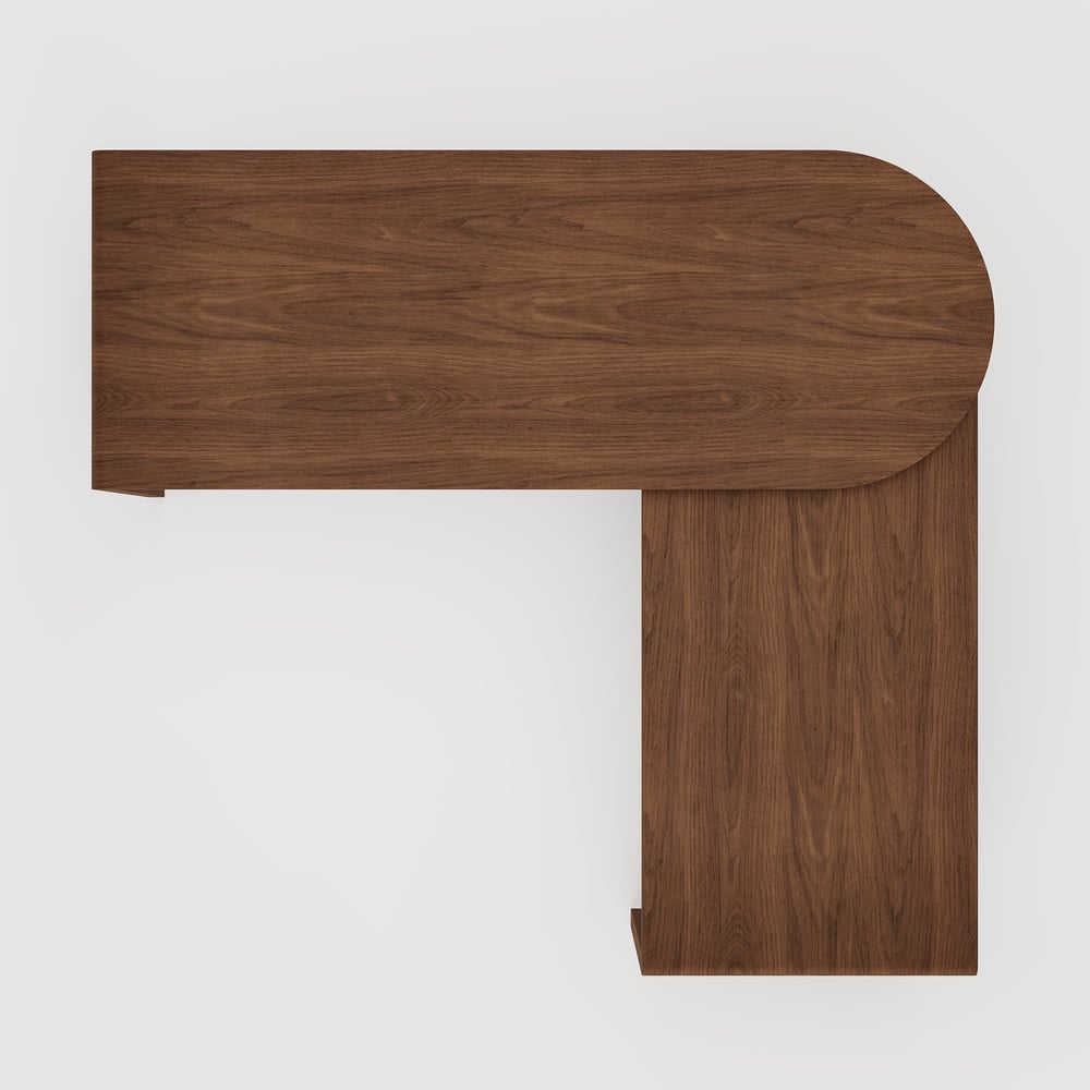 Scrivania modulare dal design moderno in legno con cassetti, scrivania girevole a L da 152 cm Immagine della finestra