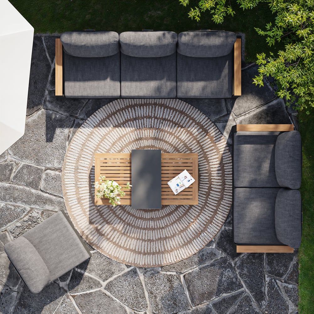 Axis 6-Person Outdoor Sofa Set with Wood & Aluminum Frame, Gray (4-Piece) window image