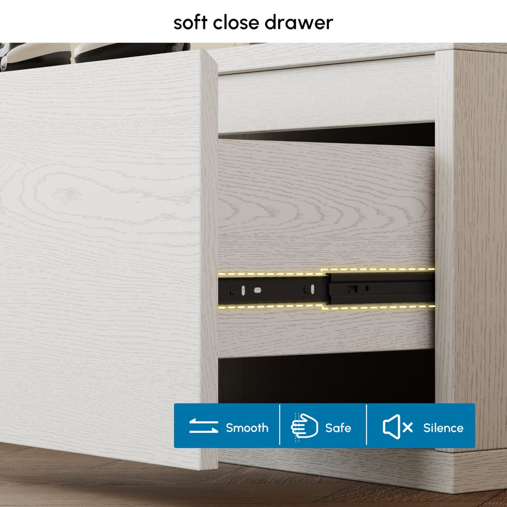 Fero White Extendable TV Stand with 3 Drawers(71"-120") window image