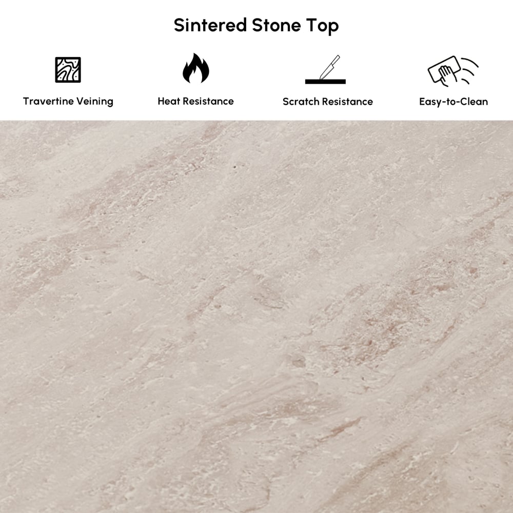 Dining Set 79" Faux Travertine Dining Table with 6 Chairs window image