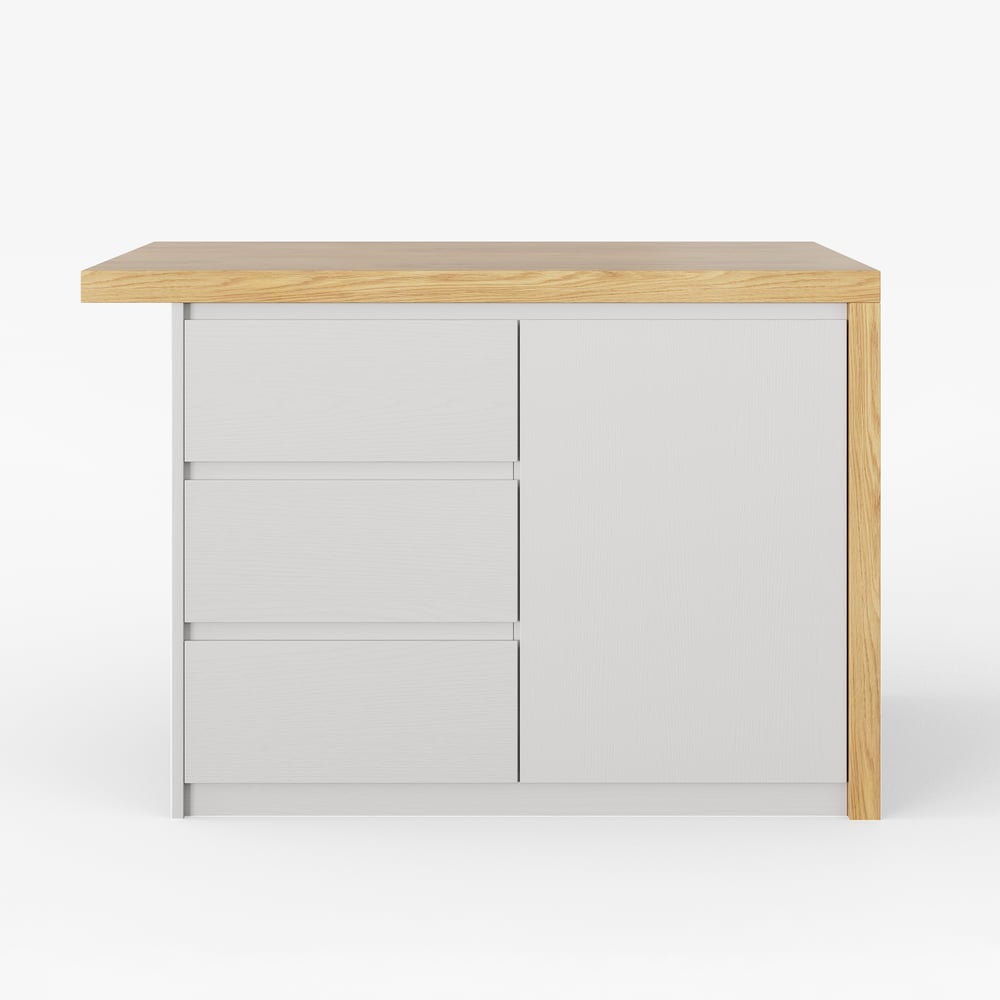 1270mm Modern Style Laminate Kitchen Islands with Ample Storage Space White & Natural window image