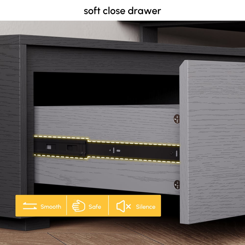 Fero Gray Reversible Extendable TV Stand with 3 Drawers(71"-120") window image