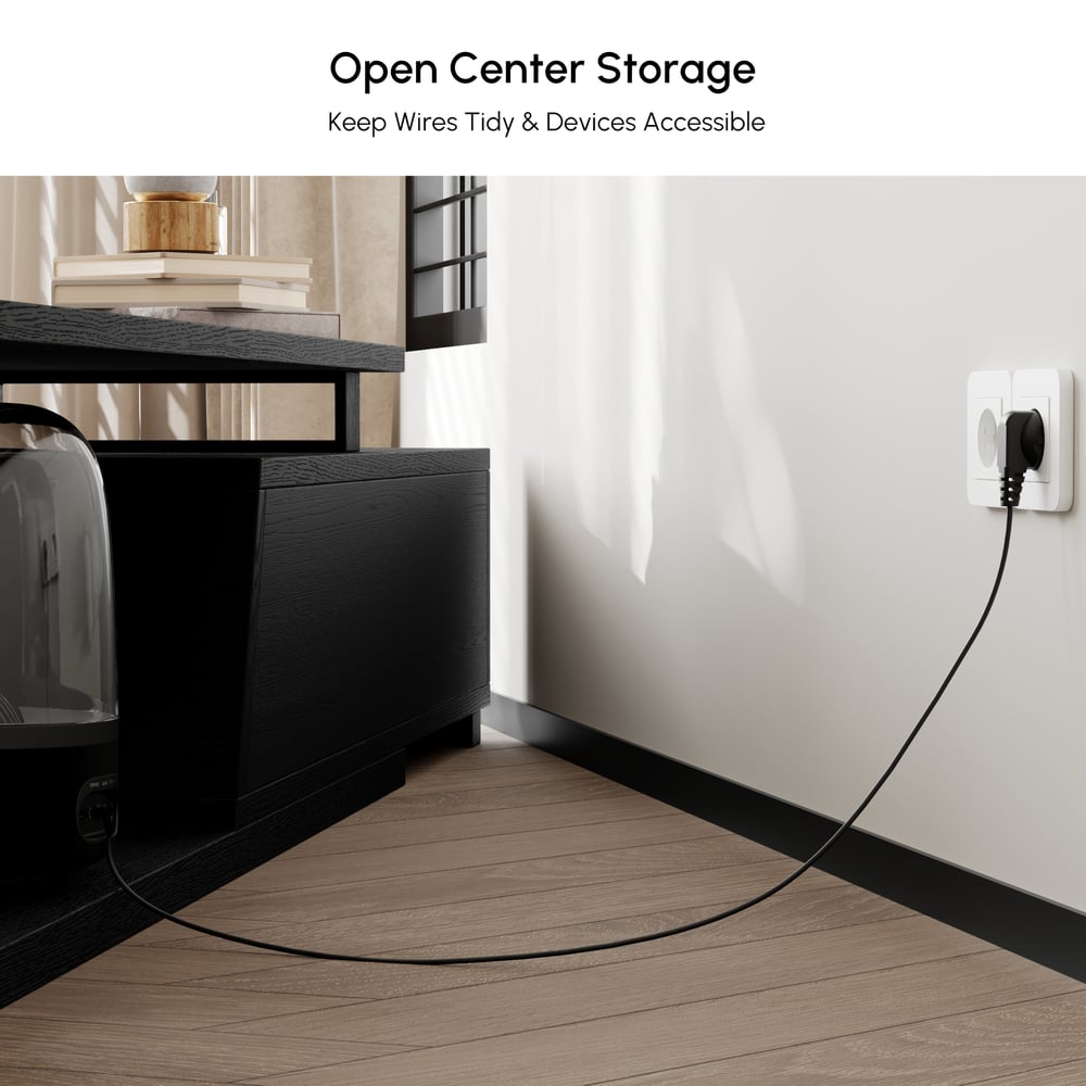 Fero Black Extendable TV Stand with 3 Drawers(71"-120") window image