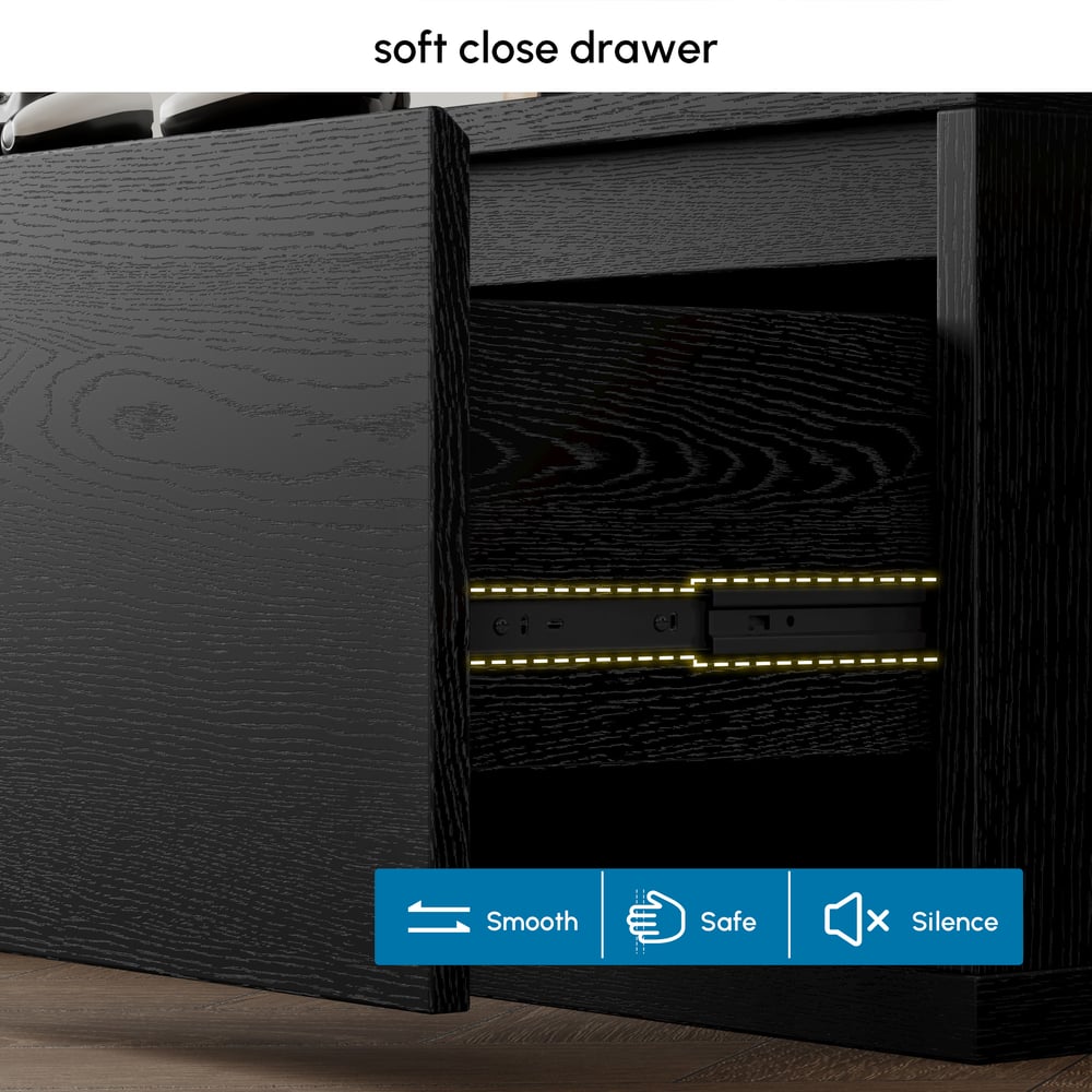 Fero Black Extendable TV Stand with 3 Drawers(71"-120") window image