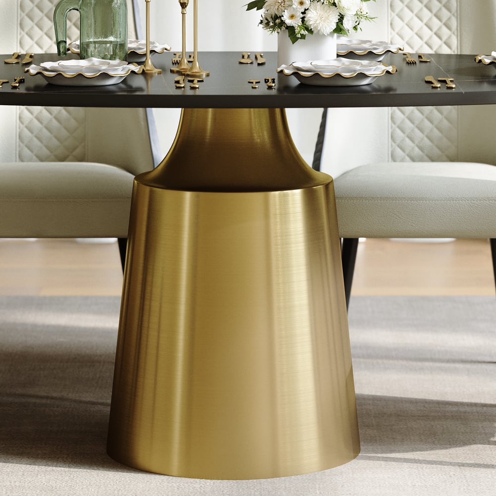 Dining Set 63" Oval Sintered Stone Dining Table with 4 Chairs window image