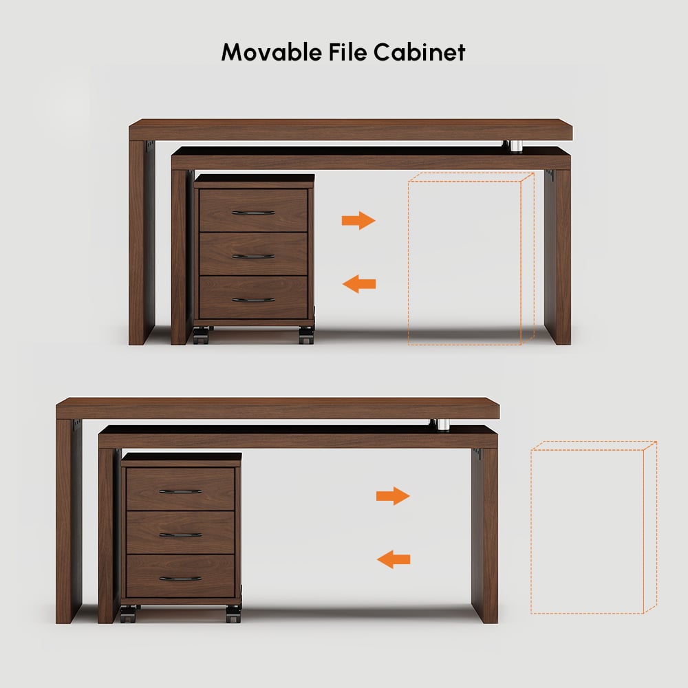 Modern Rotatable L-Shaped Executive Desk with Movable File Cabinet (1520mm) window image
