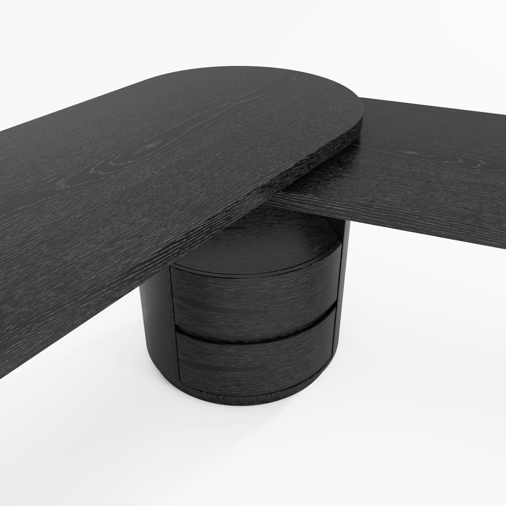 L Shaped Desk with Drawers, 59.8" Modern Rotating Executive Office Desk window image