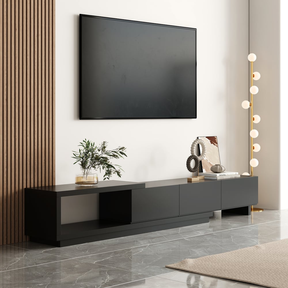 Quoint Extendable TV Stand with 3 Drawers(71"-100") window image