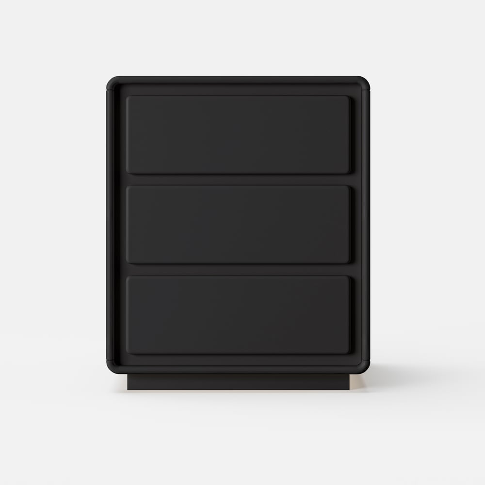 Modern 3-drawer off-white MDF Nightstand with USB and Lighting window image