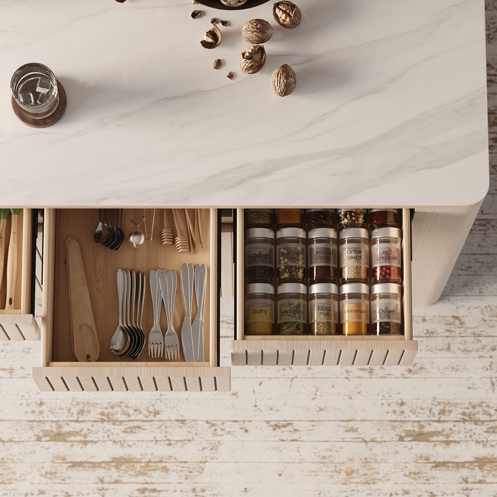 51" Sintered Stone Top Solid Wood Kitchen Island with Storage window image