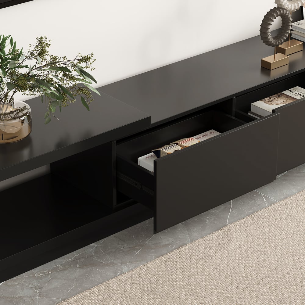 Quoint Extendable TV Stand with 3 Drawers(71"-100") window image