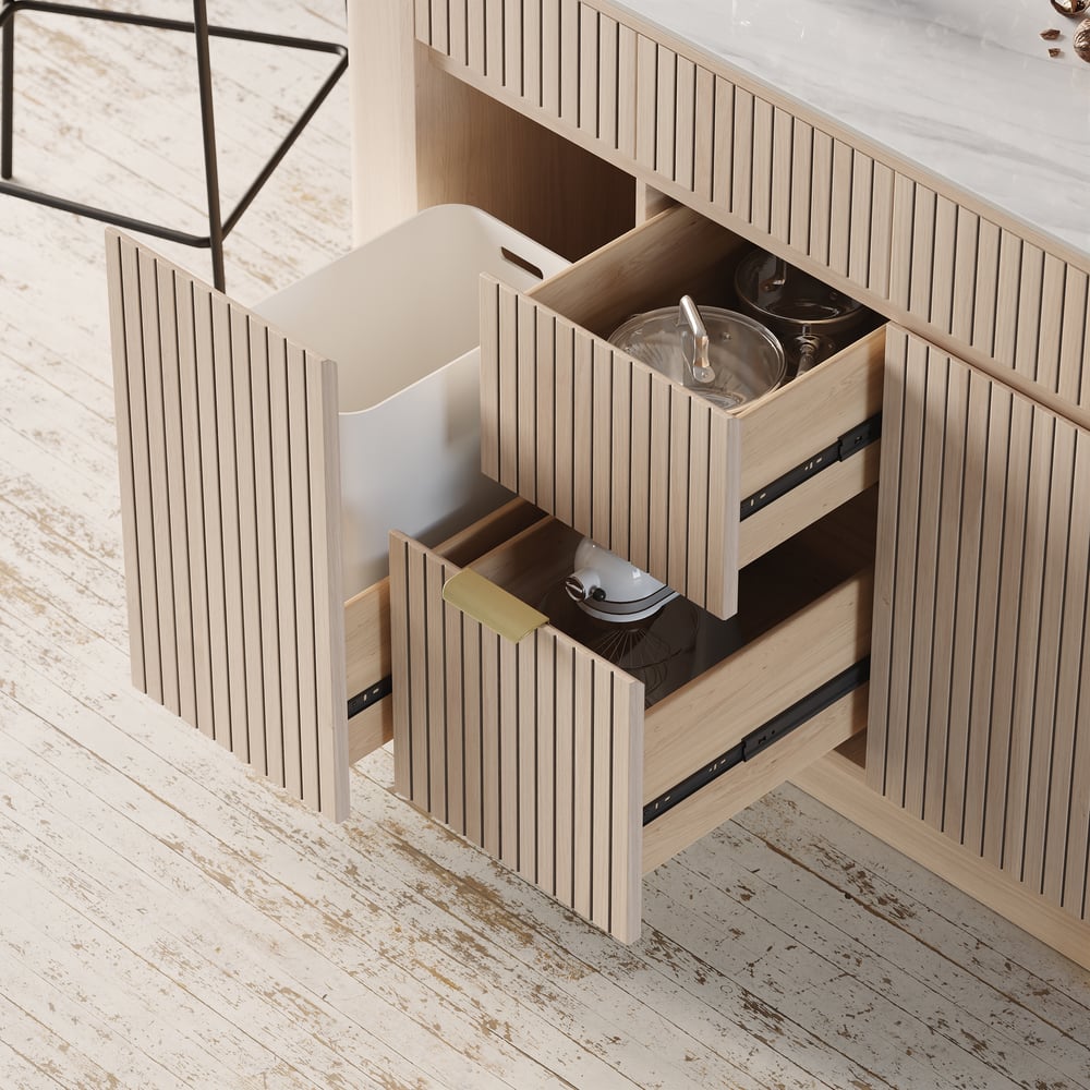 51" Sintered Stone Top Solid Wood Kitchen Island with Storage window image