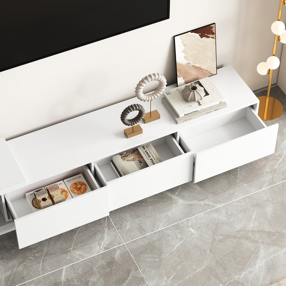 Quoint Extendable TV Stand with 3 Drawers(71"-100") window image