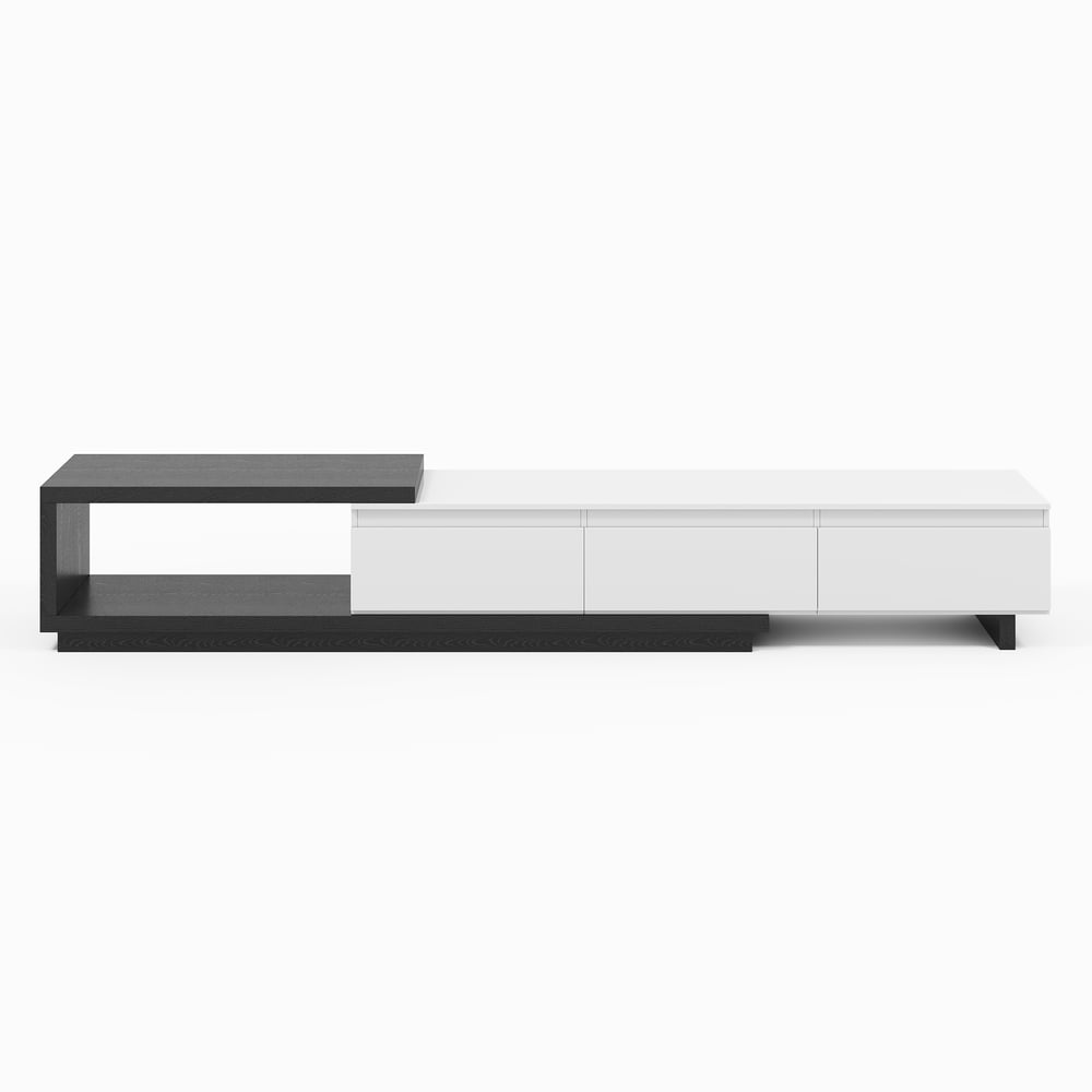 Quoint Extendable TV Stand with 3 Drawers and Light(71"-100") window image