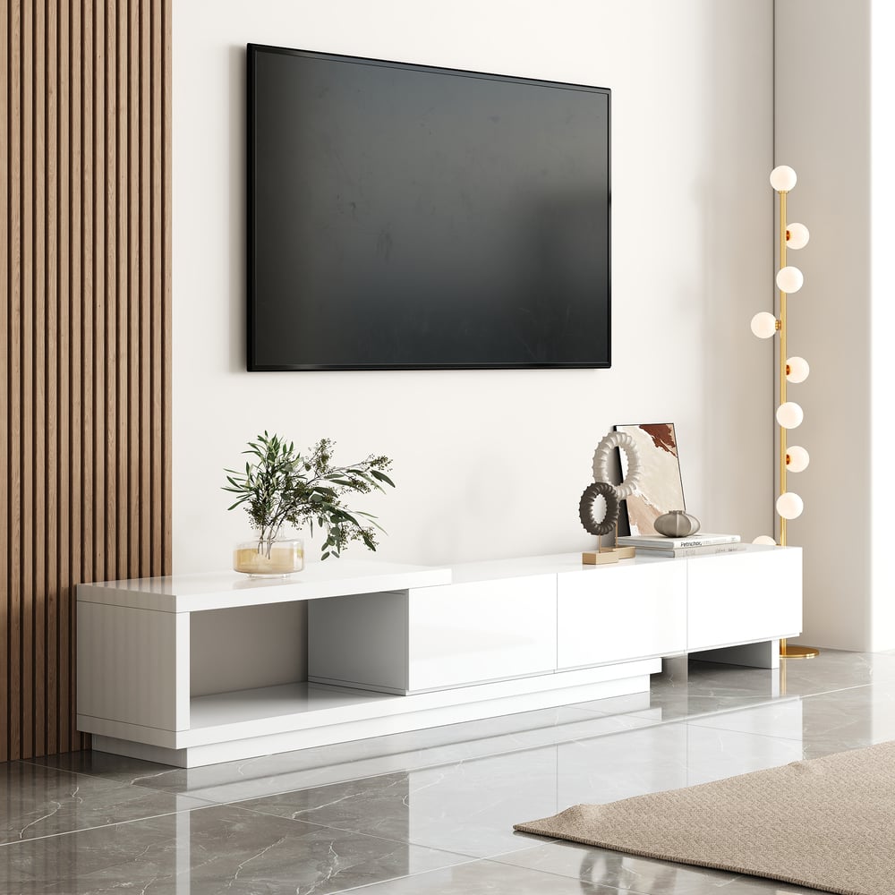 Quoint Extendable TV Stand with 3 Drawers(71"-100") window image