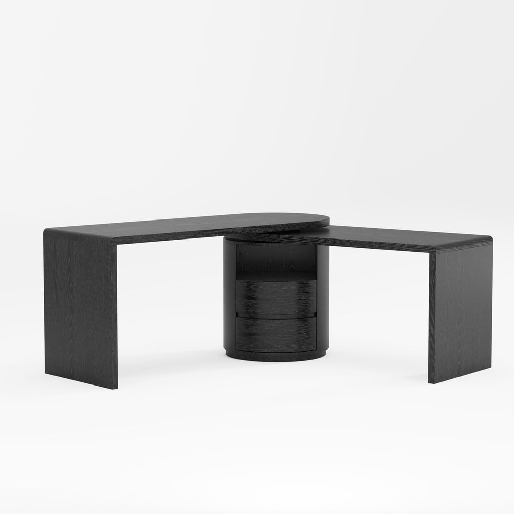 L Shaped Desk with Drawers, 59.8" Modern Rotating Executive Office Desk window image