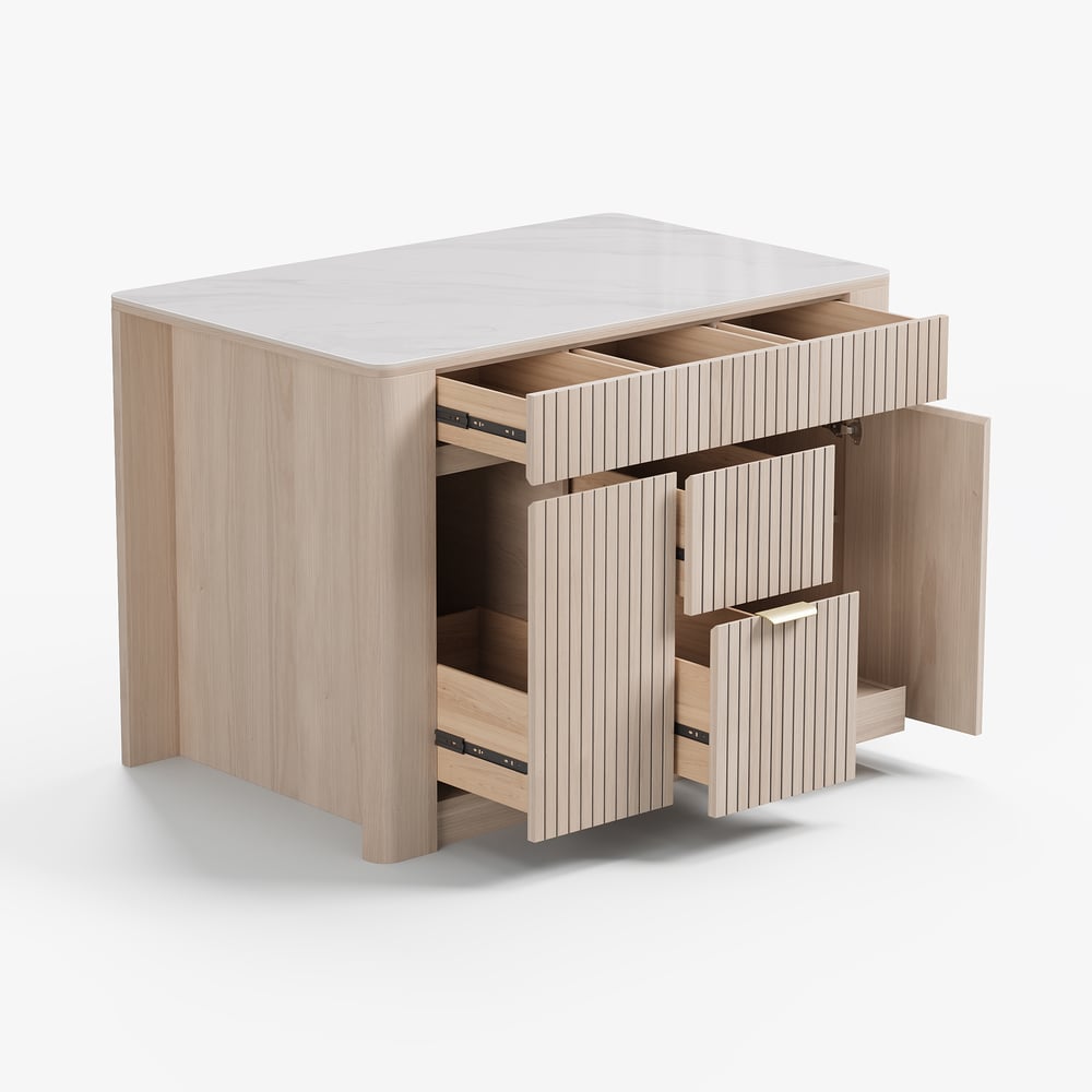 51" Sintered Stone Top Solid Wood Kitchen Island with Storage window image