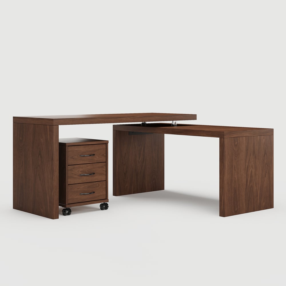 Modern Rotatable L-Shaped Executive Desk with Movable File Cabinet (1520mm) window image