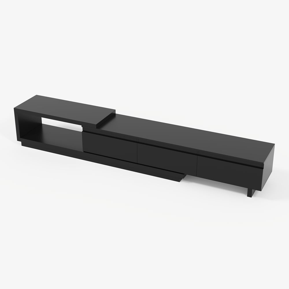 Quoint Extendable TV Stand with 3 Drawers and Light(71"-100") window image