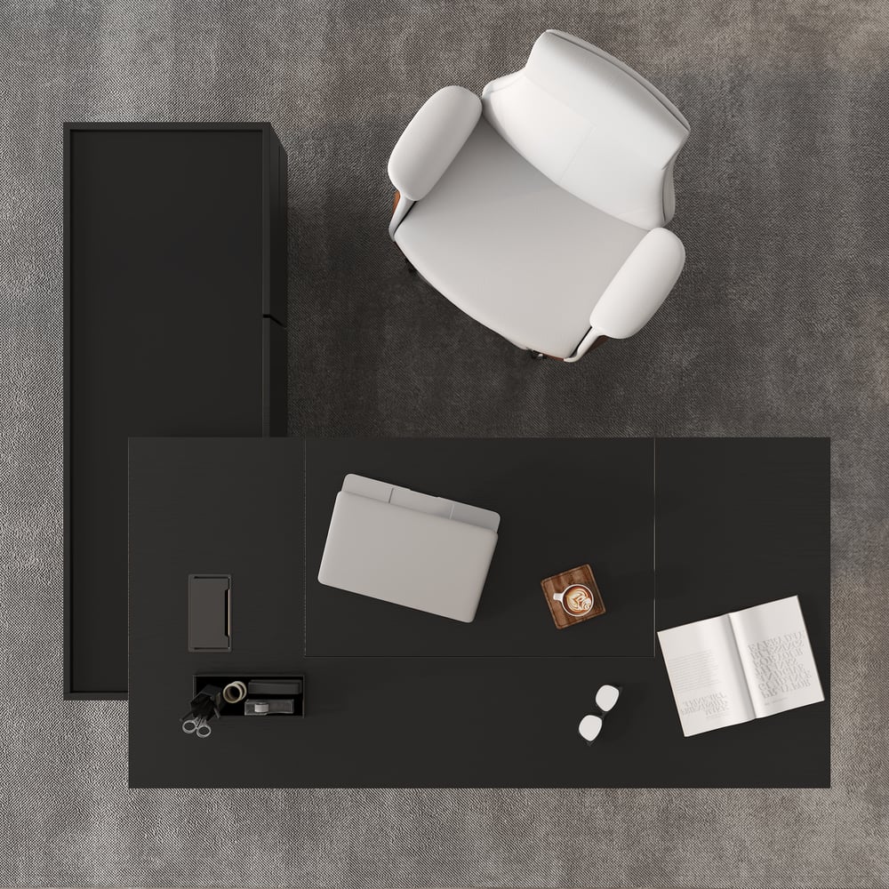 1815mm Modern Black Standing L-Shape Executive Desk with lifter Desktop Right Hand window image