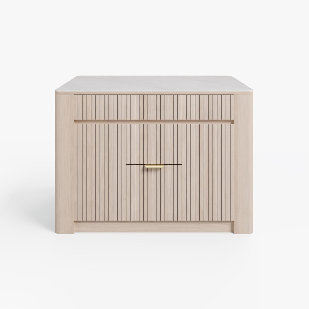 51" Sintered Stone Top Solid Wood Kitchen Island with Storage window image