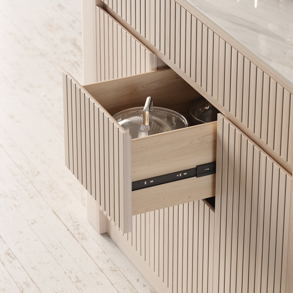 51" Sintered Stone Top Solid Wood Kitchen Island with Storage window image