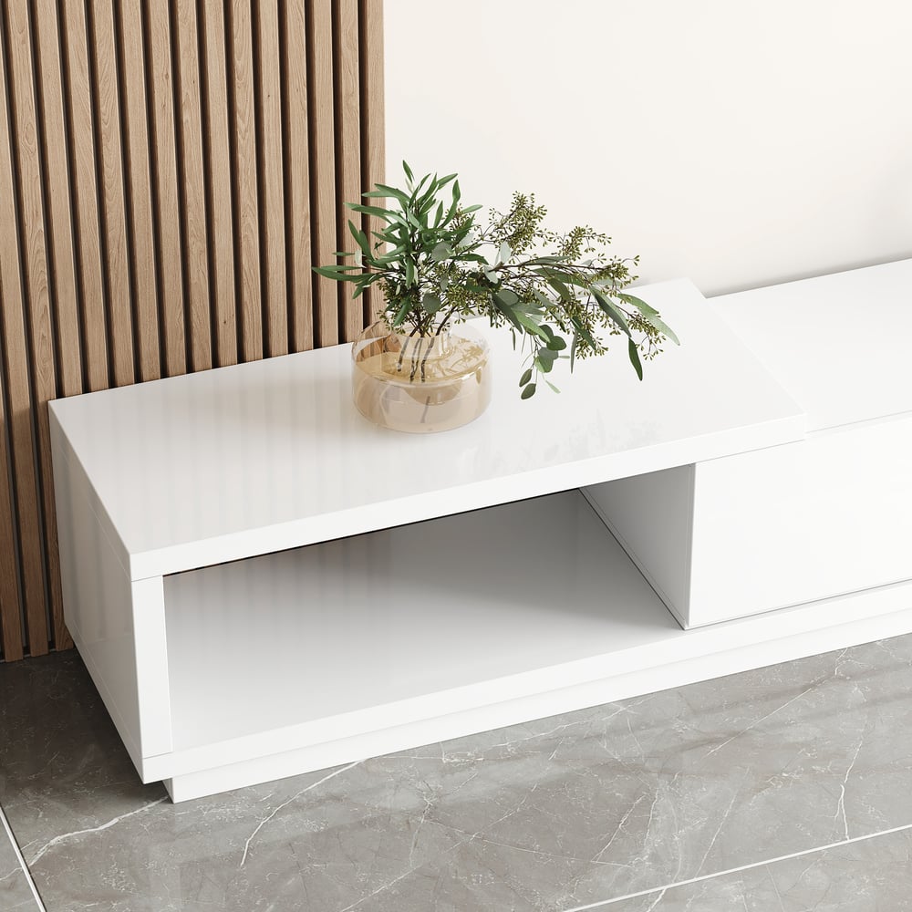 Quoint Extendable TV Stand with 3 Drawers(71"-100") window image